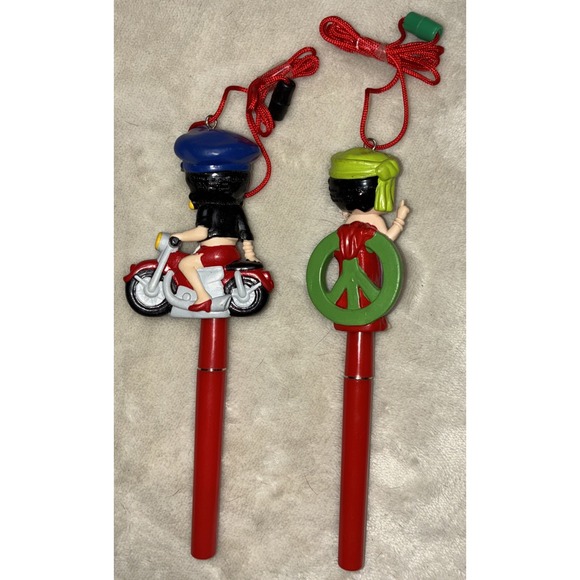 Vintage Betty‎ Boop Collectors Pen Topper And Pen Lot Of 2 Biker Peace Sign 1994 - Picture 2 of 15